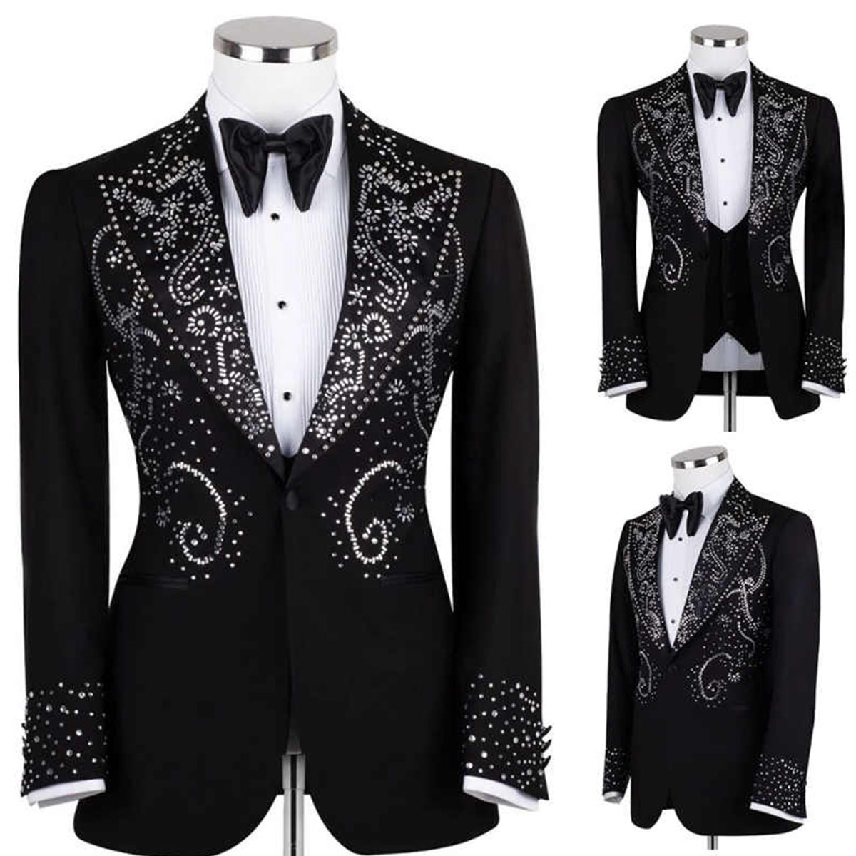 Men Grooming Outfit - Customized Fashion Metal Embellished Men Suits