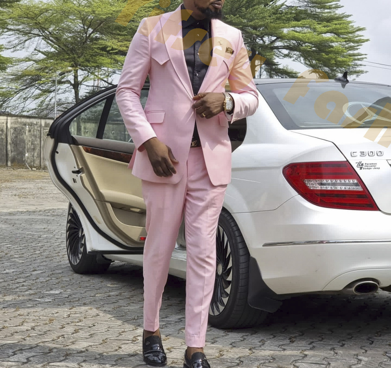 Men Grooming Outfit - Pink Full Men Suit Set Wedding