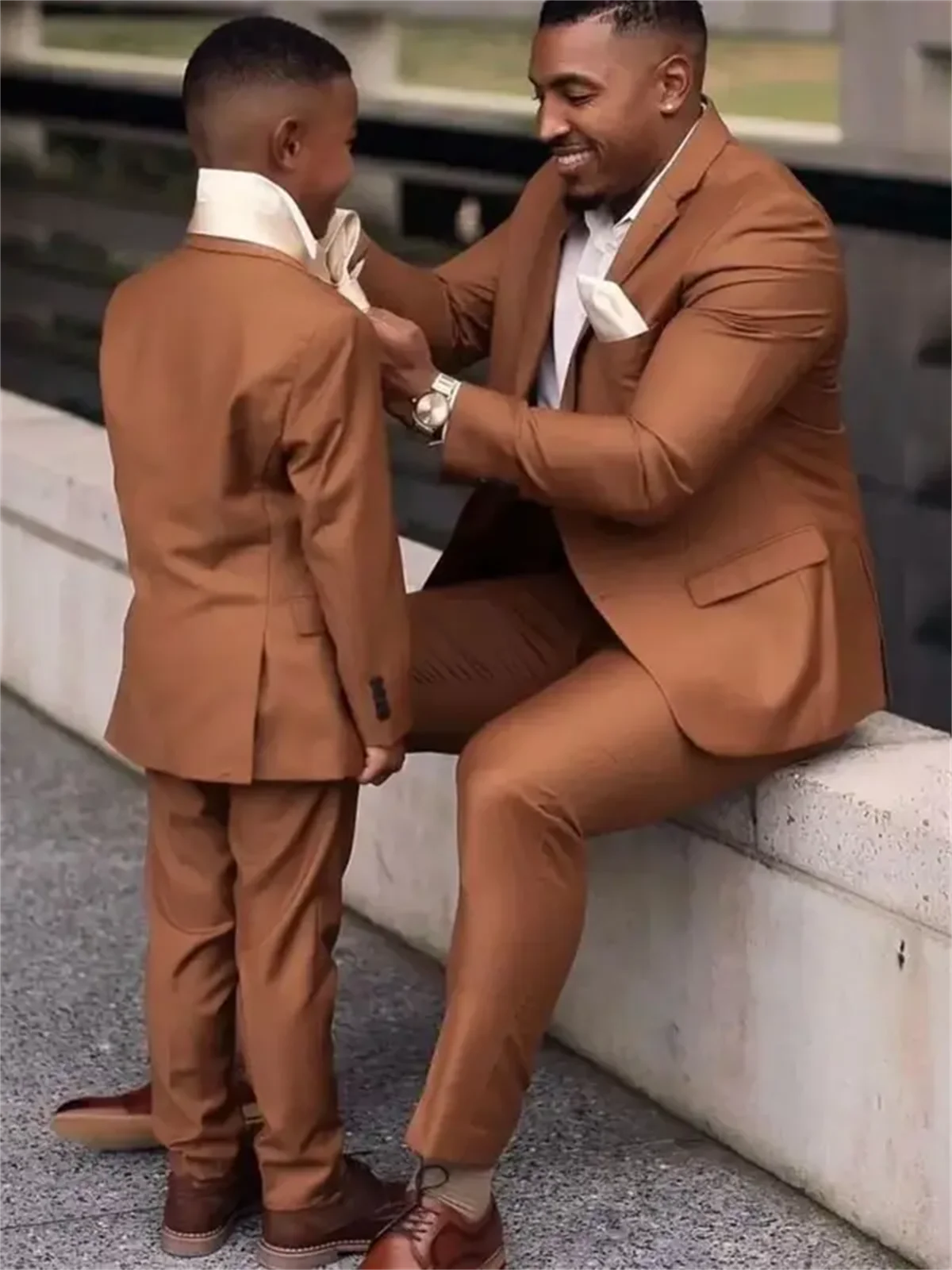Men Grooming Outfit - 2 Pieces Dark Brown Men Suits
