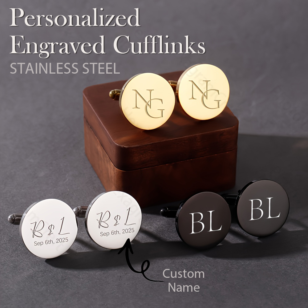 Men Grooming Usa - 1pair Personalised Name Cufflinks | Groom