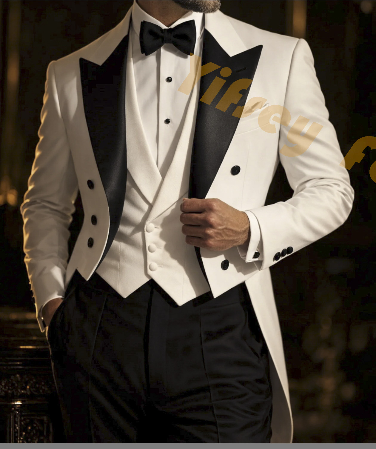 White Tailcoat Black Pants Men - Men Grooming Outfit ulasan dan harga
