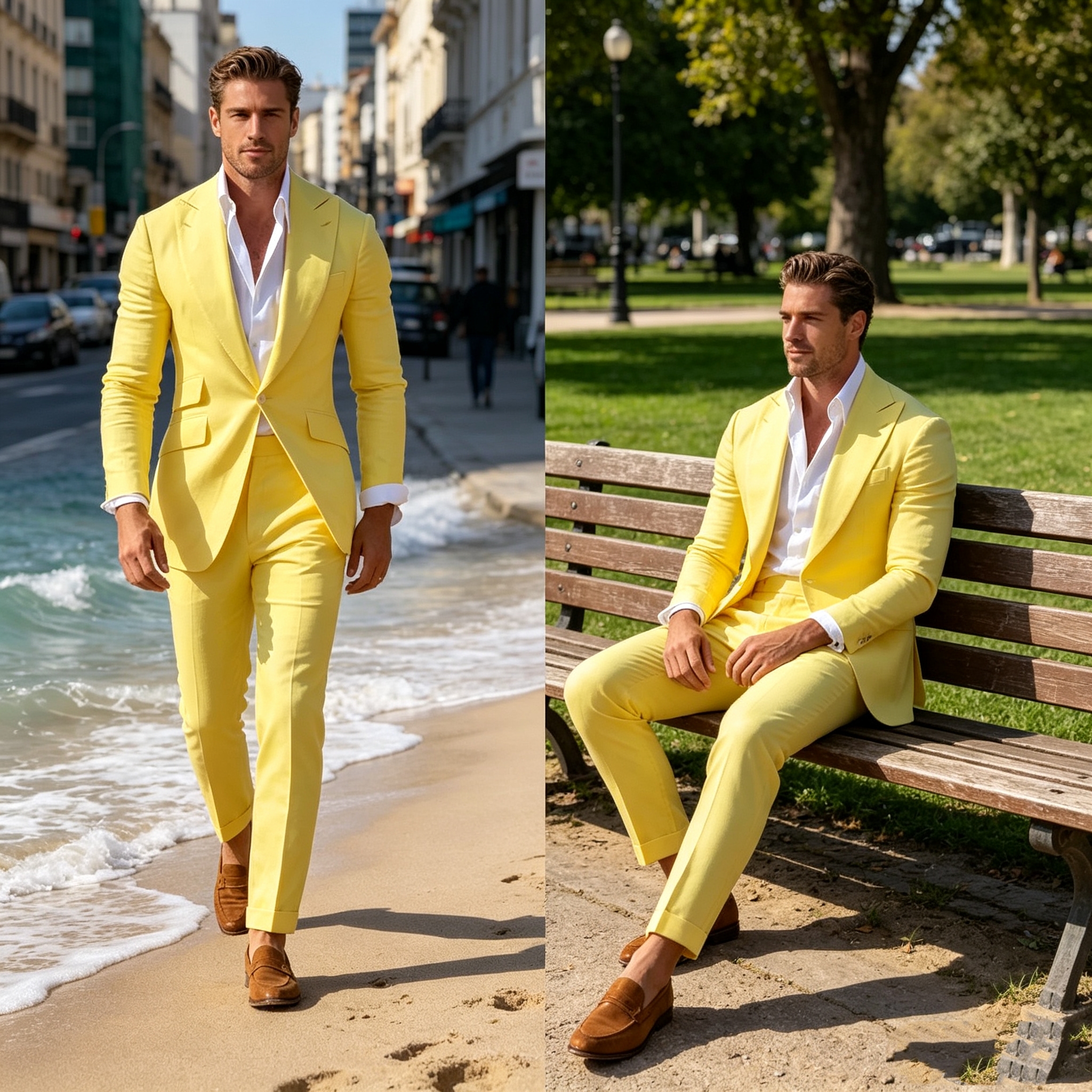 Slim Fit Yellow Men's 2-Piece  - Men Grooming Outfit ulasan dan harga