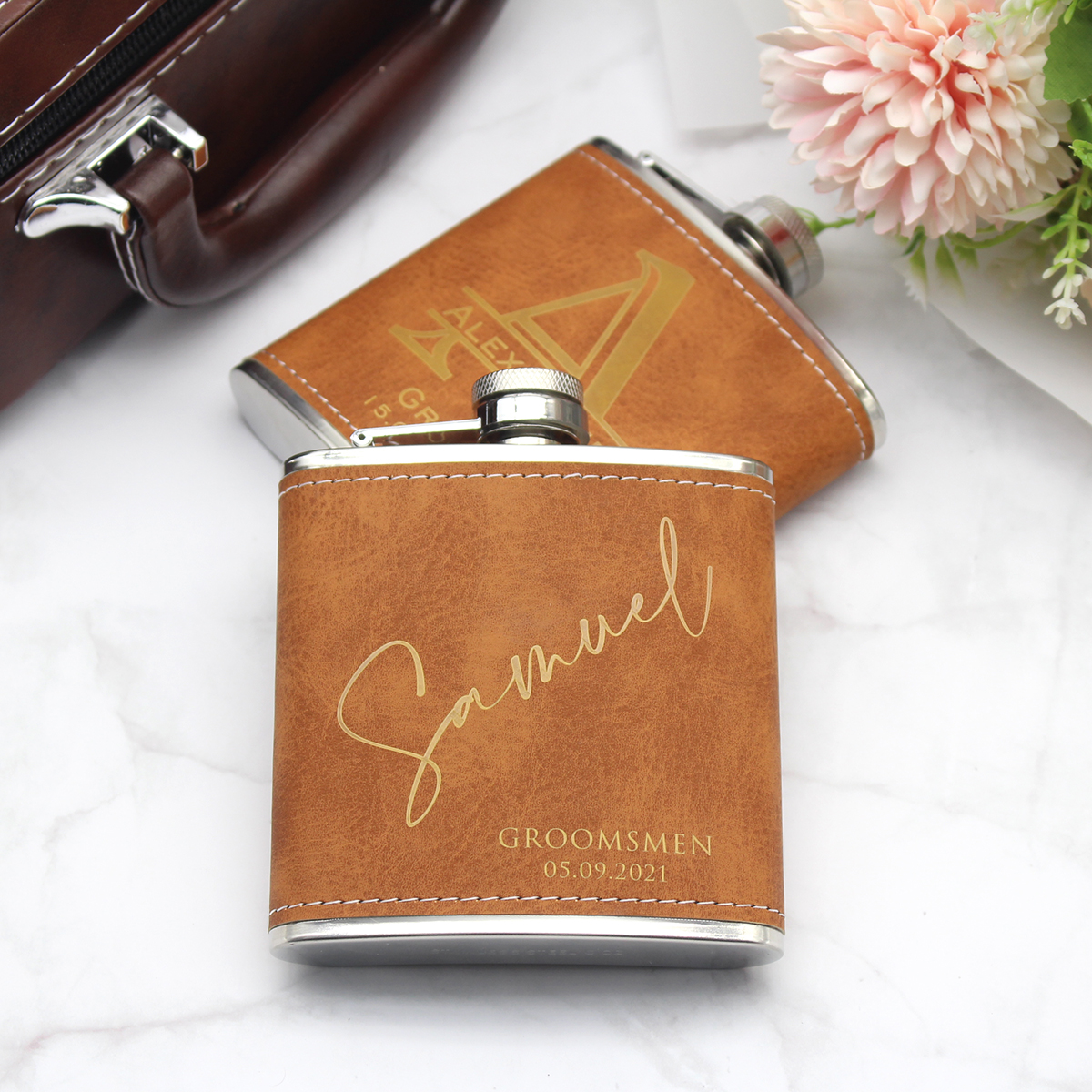 Personalized Flask 6oz Leather - Men'S Grooming House ulasan dan harga