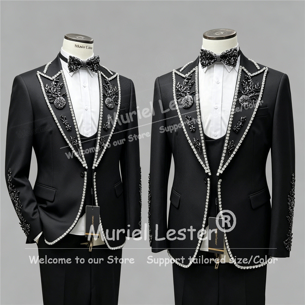 Luxury Rhinestone Beads Suits  - Men Grooming Outfit ulasan dan harga