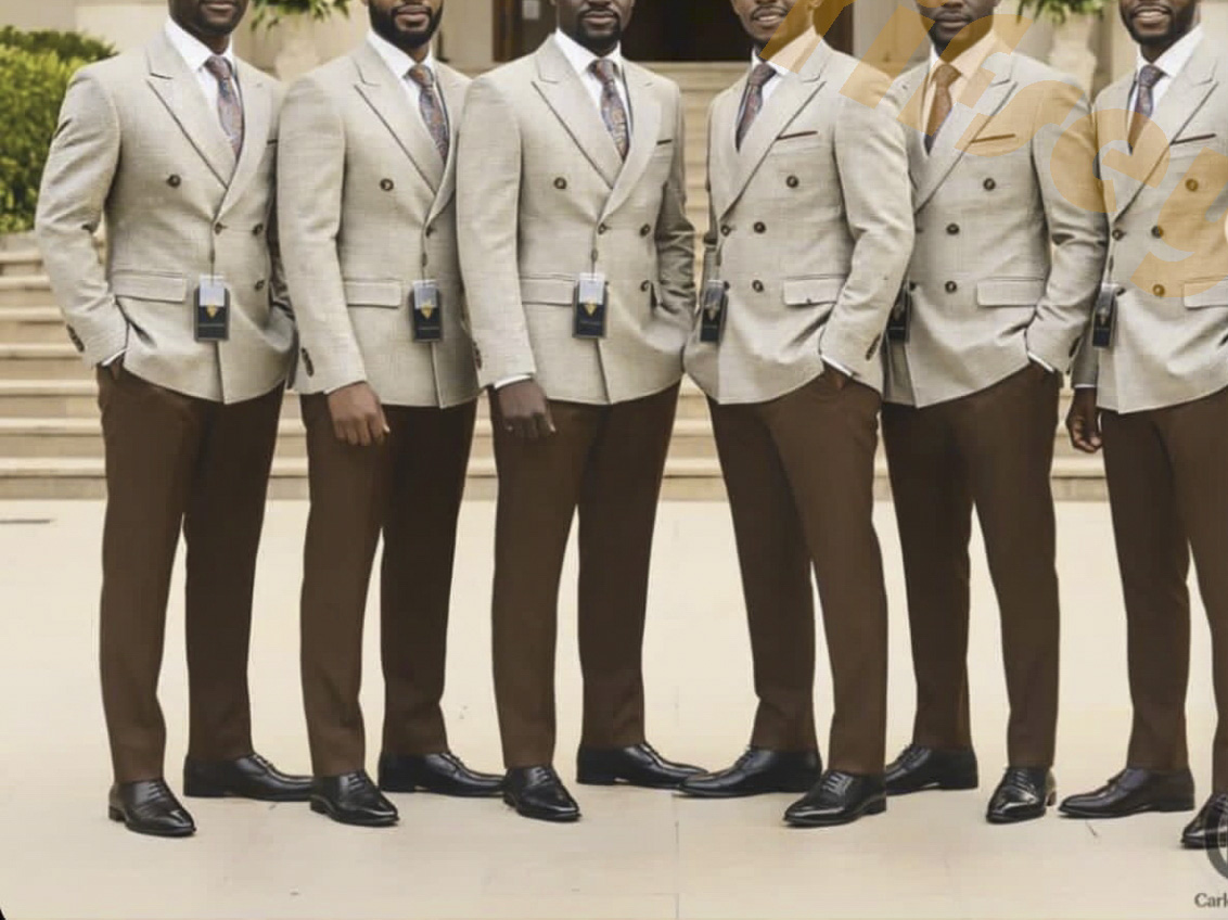Grey Jacket Brown Pants Bespok - Men Grooming Outfit ulasan dan harga